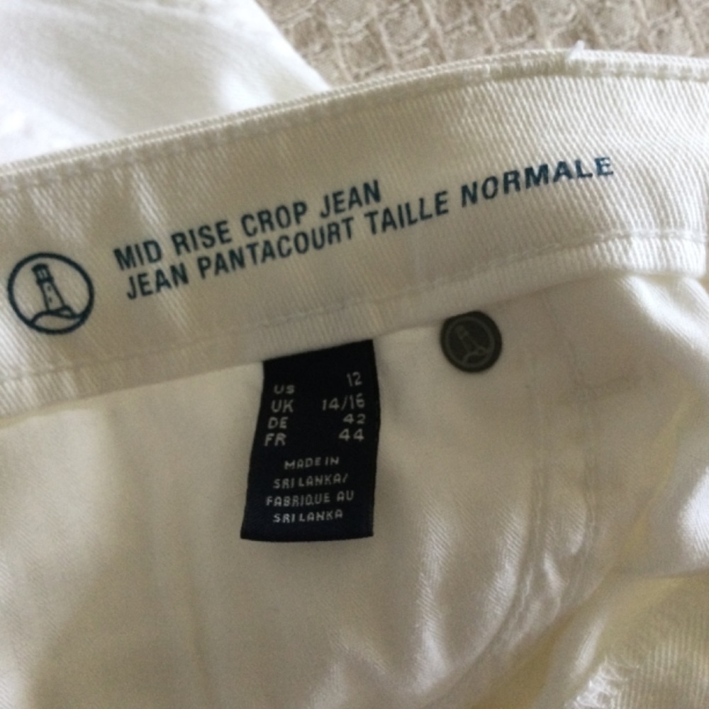 Lands End straight leg slightly cropped white jeans sz 12 - Picture 2 of 6